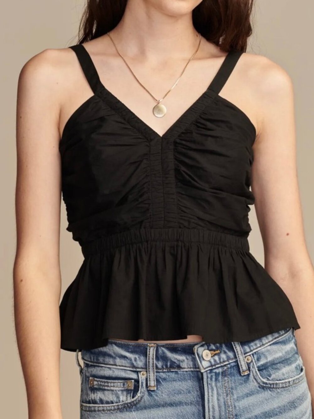 Lucky Brand NWT Shirred Peplum Sleeveless Top / Tank Womens Size XL